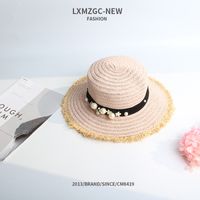 Wholesale Accessories Children's Pearl Fringed Straw Hat Nihaojewelry sku image 4