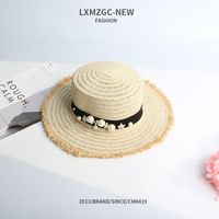 Wholesale Accessories Children's Pearl Fringed Straw Hat Nihaojewelry sku image 2