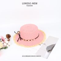 Wholesale Accessories Children's Rhinestone Plum Blossom Bowknot Straw Hat Nihaojewelry sku image 1