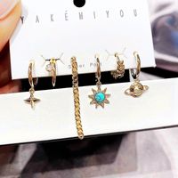 Wholesale Jewelry Metal Chain Tassel Turquoise Star Copper Earrings Nihaojewelry sku image 1