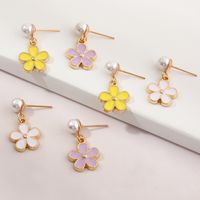 Wholesale Jewelry Fashion Driping Oil Flower Alloy Earrings Nihaojewelry main image 1