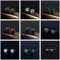 Wholesale Jewelry Color Round Zircon Stainless Steel Stud Earrings Nihaojewelry main image 1