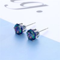 Wholesale Jewelry Color Round Zircon Stainless Steel Stud Earrings Nihaojewelry main image 4