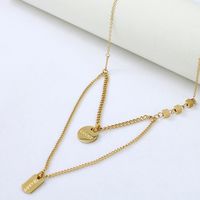 Stainless Steel Round Shield Multilayer Fashion Necklace Wholesale Jewelry Nihaojewelry main image 3