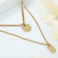 Stainless Steel Round Shield Multilayer Fashion Necklace Wholesale Jewelry Nihaojewelry main image 4