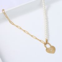 Heart Shape Lock Pendant Stainless Steel Fashion Necklace Wholesale Jewelry Nihaojewelry main image 5