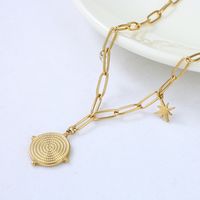 Round Stainless Steel Pendant Punk Style Necklace Wholesale Jewelry Nihaojewelry main image 3