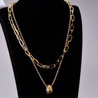 Beads Chain Round Titanium Steel Double Layer Necklace Wholesale Jewelry Nihaojewelry main image 3