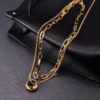 Beads Chain Round Titanium Steel Double Layer Necklace Wholesale Jewelry Nihaojewelry main image 4
