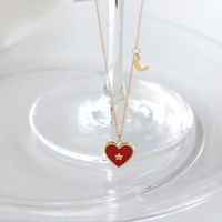 Wholesale Jewelry Enamel Red Heart Pendant Titanium Steel Necklace Nihaojewelry main image 2