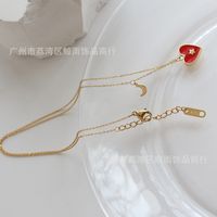 Wholesale Jewelry Enamel Red Heart Pendant Titanium Steel Necklace Nihaojewelry main image 4