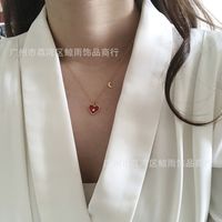 Wholesale Jewelry Enamel Red Heart Pendant Titanium Steel Necklace Nihaojewelry main image 5