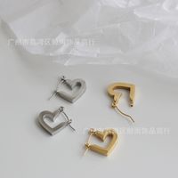 Wholesale Jewelry Heart Glossy Titanium Steel Earrings Nihaojewelry main image 3