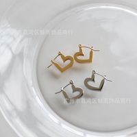 Wholesale Jewelry Heart Glossy Titanium Steel Earrings Nihaojewelry main image 5