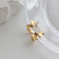 Wholesale Jewelry Heart-shaped Splicing Titanium Steel Gold-plated Earrings Nihaojewelry main image 1