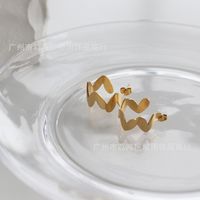 Wholesale Jewelry Heart-shaped Splicing Titanium Steel Gold-plated Earrings Nihaojewelry main image 3