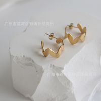 Wholesale Jewelry Heart-shaped Splicing Titanium Steel Gold-plated Earrings Nihaojewelry main image 5
