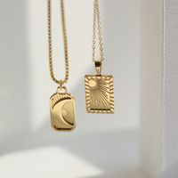 En Gros Bijoux Lune Soleil Carré Pendentif En Acier Titane Collier Nihaojewelry main image 1