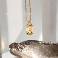 En Gros Bijoux Lune Soleil Carré Pendentif En Acier Titane Collier Nihaojewelry main image 4