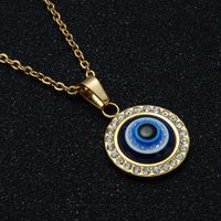 Wholesale Jewelry Stainless Steel Evil Eye Round Pendant Necklace Nihaojewelry main image 3