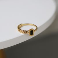 Großhandel Schwarze Quadratische Kette Titanstahl Überzogener 18k Goldring Nihaojewelry main image 1