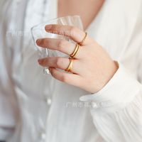 Wholesale Fashion Twist Rotating Wide Titanium Steel 18k Gold Plated Ring Nihaojewelry main image 4