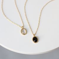 Wholesale Jewelry Black White Opal Pendant Titanium Steel Necklace Nihaojewelry main image 3