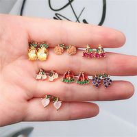 Wholesale Jewelry Cute Fruit Zircon Copper Earrings Nihaojewelry main image 6