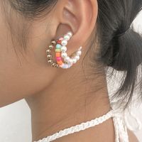 Wholesale Jewelry Pearl C-shaped Beaded Earrings Nihaojewelry main image 3
