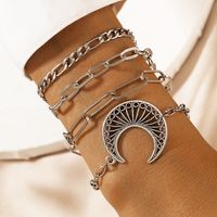 Wholesale Jewelry Retro Moon Thick Chain Bracelet 4-piece Set Nihaojewelry main image 1