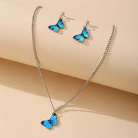 Wholesale Jewelry Alloy Butterfly Pendant Bohemian Style Necklace Earring Set Nihaojewelry main image 3