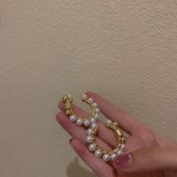 Wholesale Jewelry Retro C-shaped Pearl Earrings Nihaojewelry main image 1