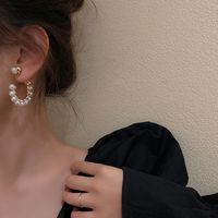 Wholesale Jewelry Retro C-shaped Pearl Earrings Nihaojewelry main image 4