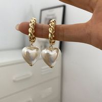 Wholesale Jewelry C-shaped Twist Circle Heart Pearl Earrings Nihaojewelry main image 3