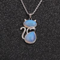 Turquoise Cat Shape Pendant Cute Necklace Wholesale Jewelry Nihaojewelry main image 3