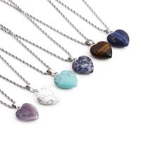 Natural Stone Peach Heart Pendant Fashion Necklaces Wholesale Jewelry Nihaojewelry main image 1