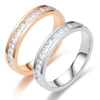 Wholesale Korean Geometric Square Zircon Titanium Steel Ring Nihaojewelry main image 1