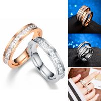 Wholesale Korean Geometric Square Zircon Titanium Steel Ring Nihaojewelry main image 4