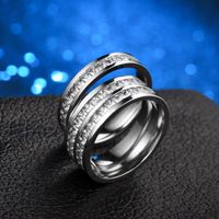 Wholesale Korean Geometric Square Zircon Titanium Steel Ring Nihaojewelry main image 5