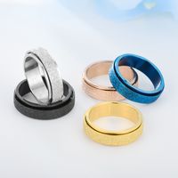 Wholesale Fashion Titanium Steel Frosted Rotated Couple Ring Nihaojewelry main image 3