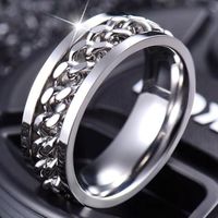 Fashion Rotatable Titanium Steel Metal Chain Ring Wholesale Nihaojewelry main image 5