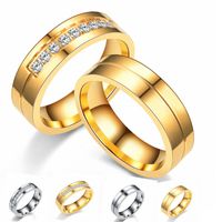 Wholesale Fashion Stainless Steel Diamond-studded Couple Rings Nihaojewelry main image 1