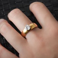 Wholesale Fashion Zircon 18k Gold Titanium Steel Ring Nihaojewelry main image 3