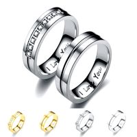 Wholesale Lettering Stainless Steel Diamond Couple Rings Nihaojewelry main image 2
