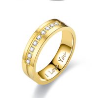 Wholesale Lettering Stainless Steel Diamond Couple Rings Nihaojewelry main image 3