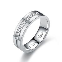 Wholesale Lettering Stainless Steel Diamond Couple Rings Nihaojewelry main image 6