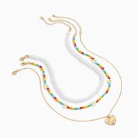 Wholesale Jewelry Heart Shape Pendant Colored Flowers Woven Imitation Pearl Necklace Set Nihaojewelry main image 4