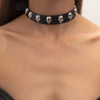 Wholesale Jewelry Exaggerated Pu Metal Skull Head Choker Nihaojewelry main image 2