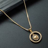 Wholesale Jewelry Hollow Angel Smiley Face Pendant Copper Inlaid Zircon Necklace Nihaojewelry sku image 2