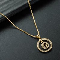 Wholesale Jewelry Hollow Pineapple Palm Pendant Copper Inlaid Zircon Necklace Nihaojewelry sku image 2
